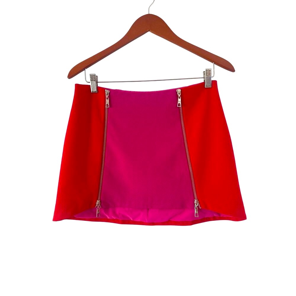 Nati Vozza red and pink mini skirt NWOT SzL Christmas